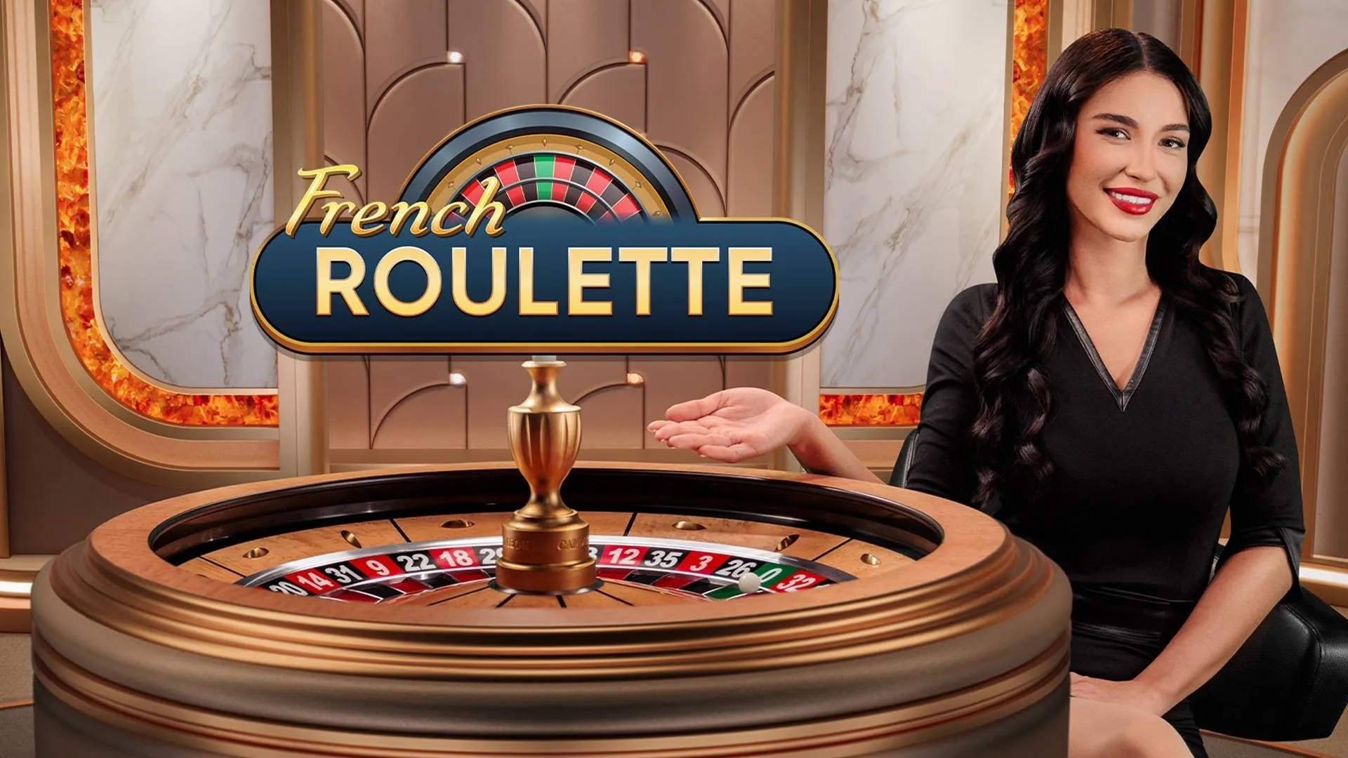 Franse roulettetafel met dealer